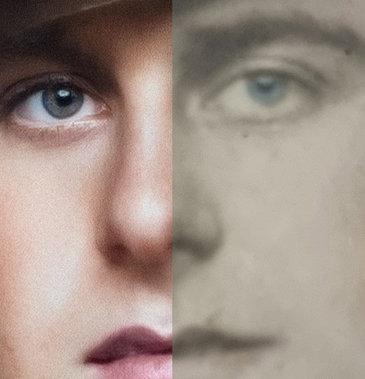 Resolution comparison of an edited portrait