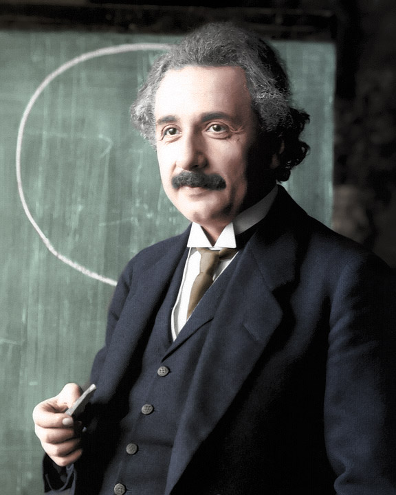 Albert Einstein photo after colourisation